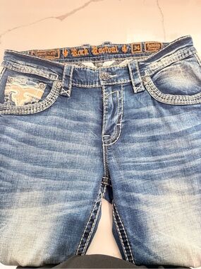 Rock Revival Men's Faded Blue Slim Straight Jeans